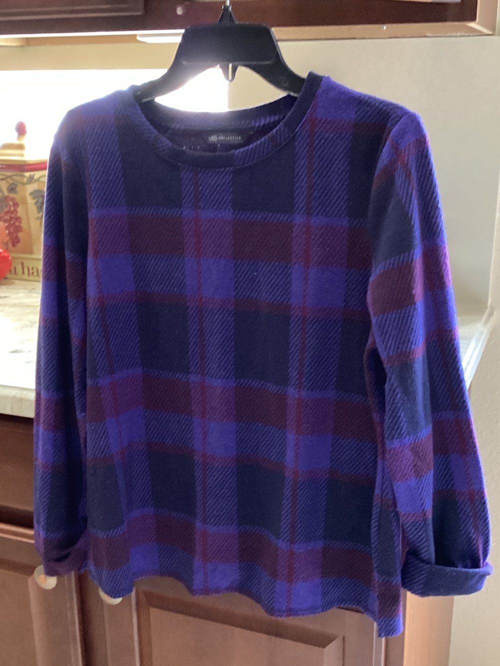 Plaid Crewneck Sweater in Purple & Blue